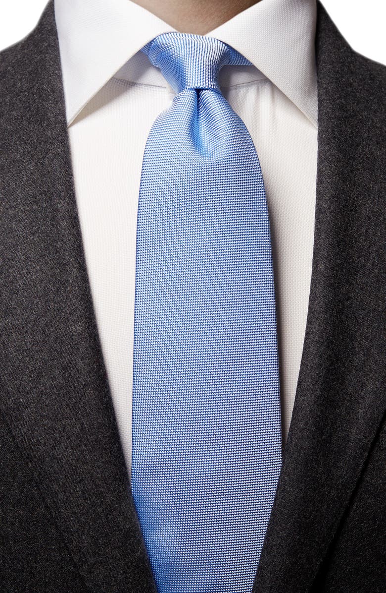 Eton Solid Silk Tie, Alternate, color, Blue