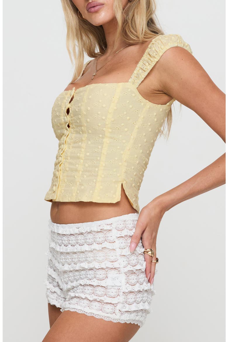 Lyncher Embroidered Cotton & Linen Bustier Top, Alternate, color, YELLOW
