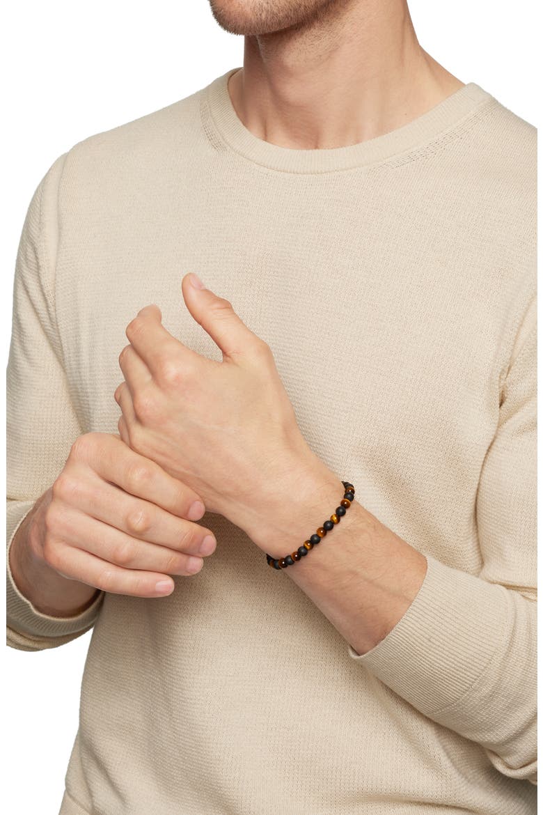 Men's Alternating Stone Beaded Bracelet, Alternate, color, SILVER