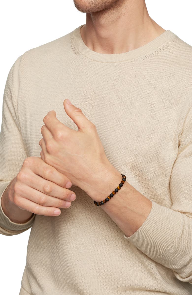 David Yurman Men's Alternating Stone Beaded Bracelet, Alternate, color, Silver