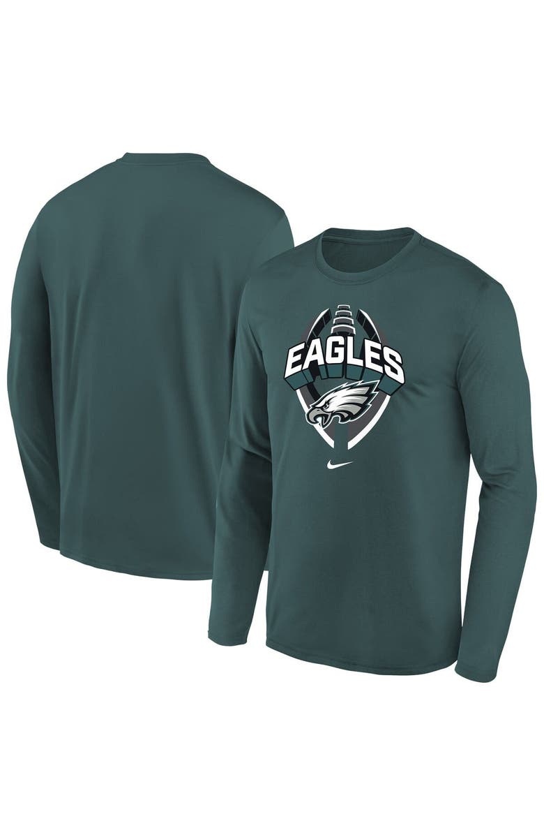 Nike Youth Nike  Midnight Green Philadelphia Eagles Primetime Legend Icon Long Sleeve Performance T-Shirt, Main, color, Green
