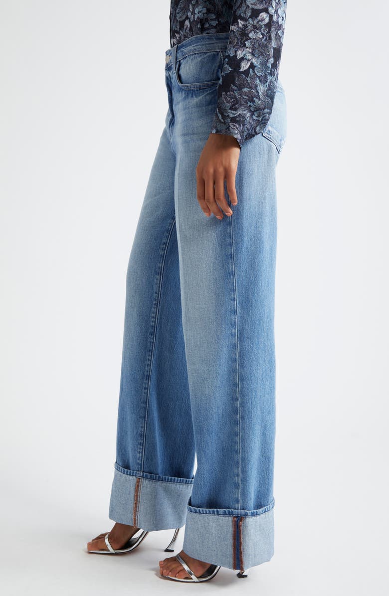 L'AGENCE Miley High Waist Cuff Wide Leg Jeans, Alternate, color, Caruso