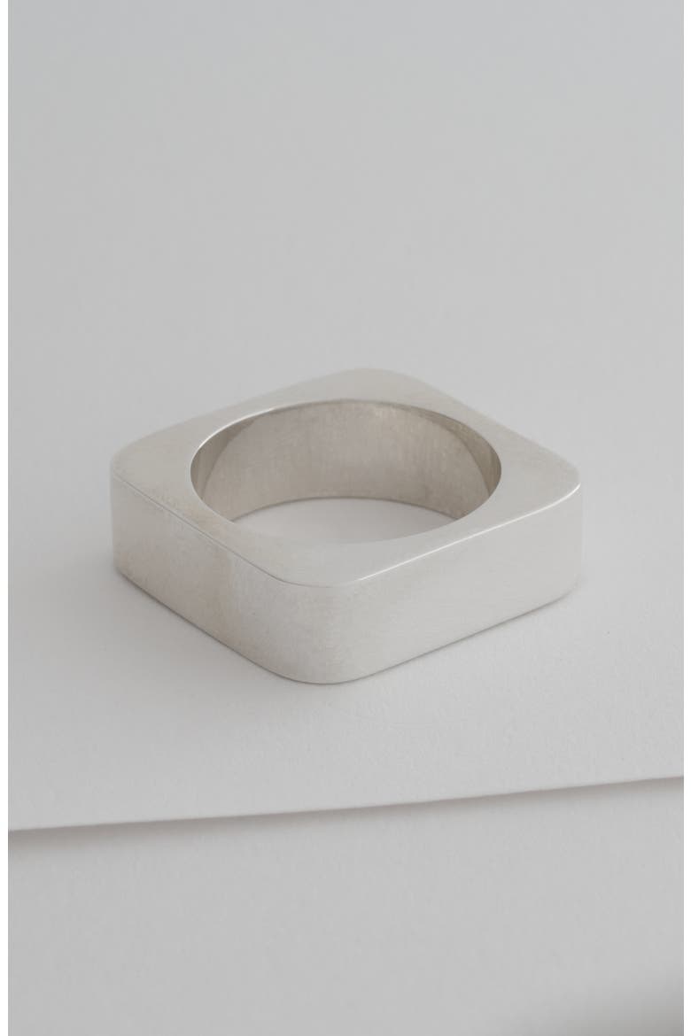 Square Ring in Solid Sterling Silver, Alternate, color, Polished Silver