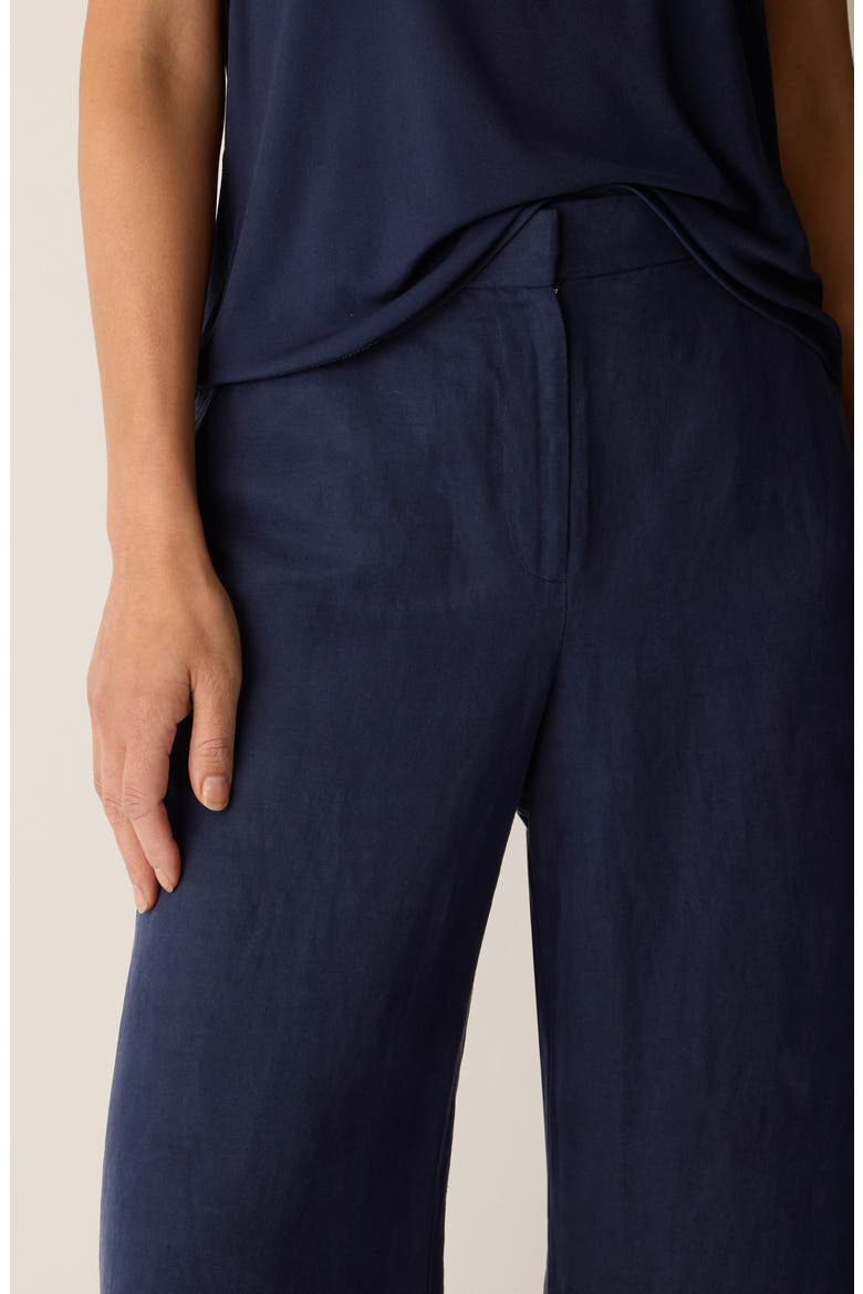 High Waist Organic Linen & Silk Wide Leg Pants, Alternate, color, INK