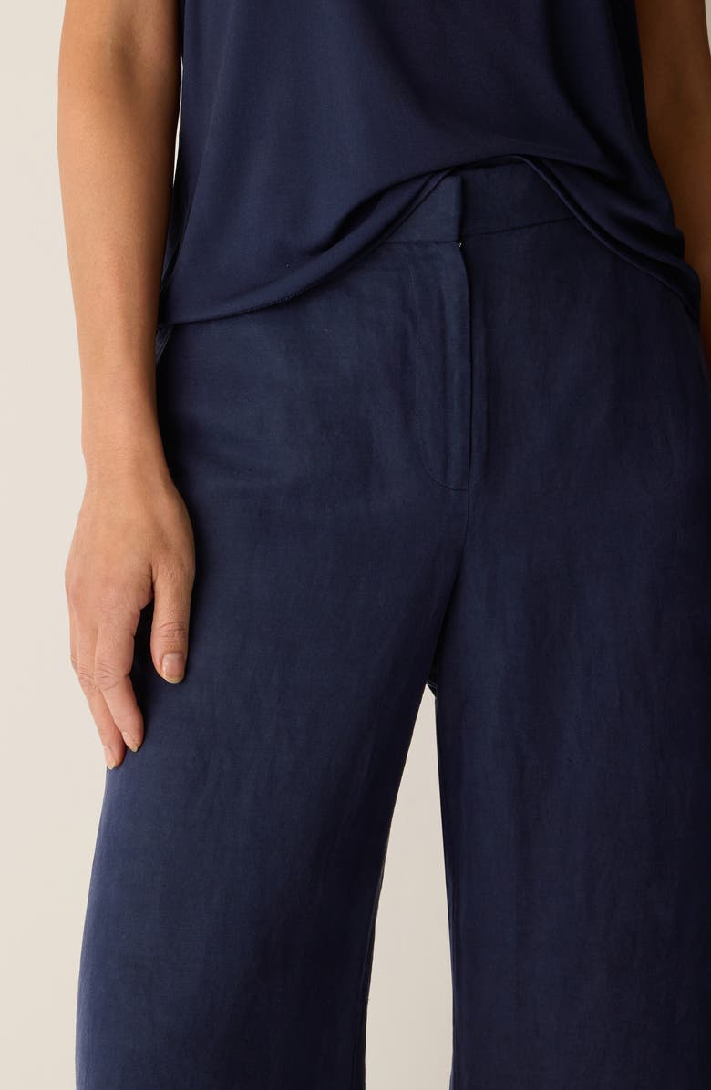Eileen Fisher High Waist Organic Linen & Silk Wide Leg Pants, Alternate, color, Ink