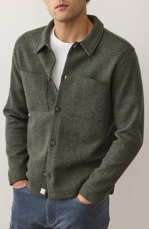 Boiled Wool Button-Up Shirt Jacket