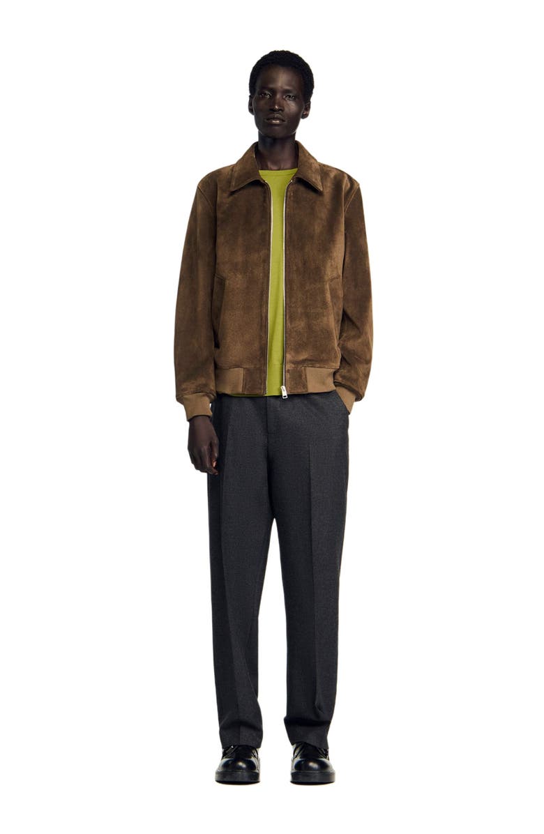 SANDRO Quilted zip jacket, Main, color, Caramel