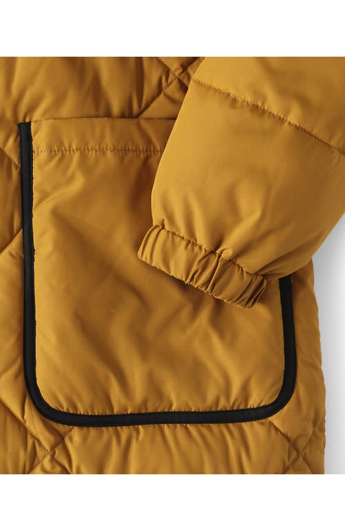 Lands' End Featherfree Insulated Diamond Quilted Maxi Coat In Orange