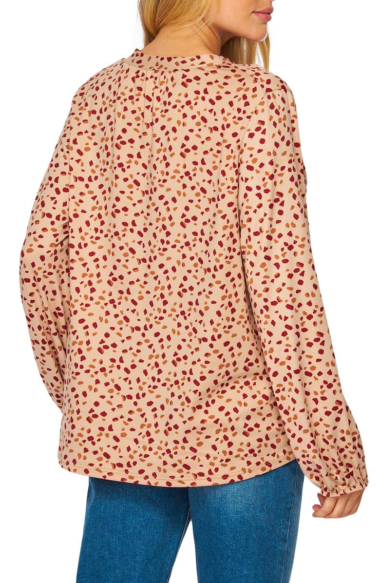 BLUEGREY Poet Tie Front Long Sleeve Top, Alternate, color, Taupe Multi