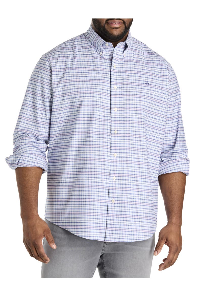 Big & Tall Non-Iron Plaid Oxford Sport Shirt, Main, color, PINK BLUE