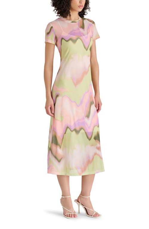Steve Madden Mesh T-shirt Midi Dress In Mystical Tie Dye