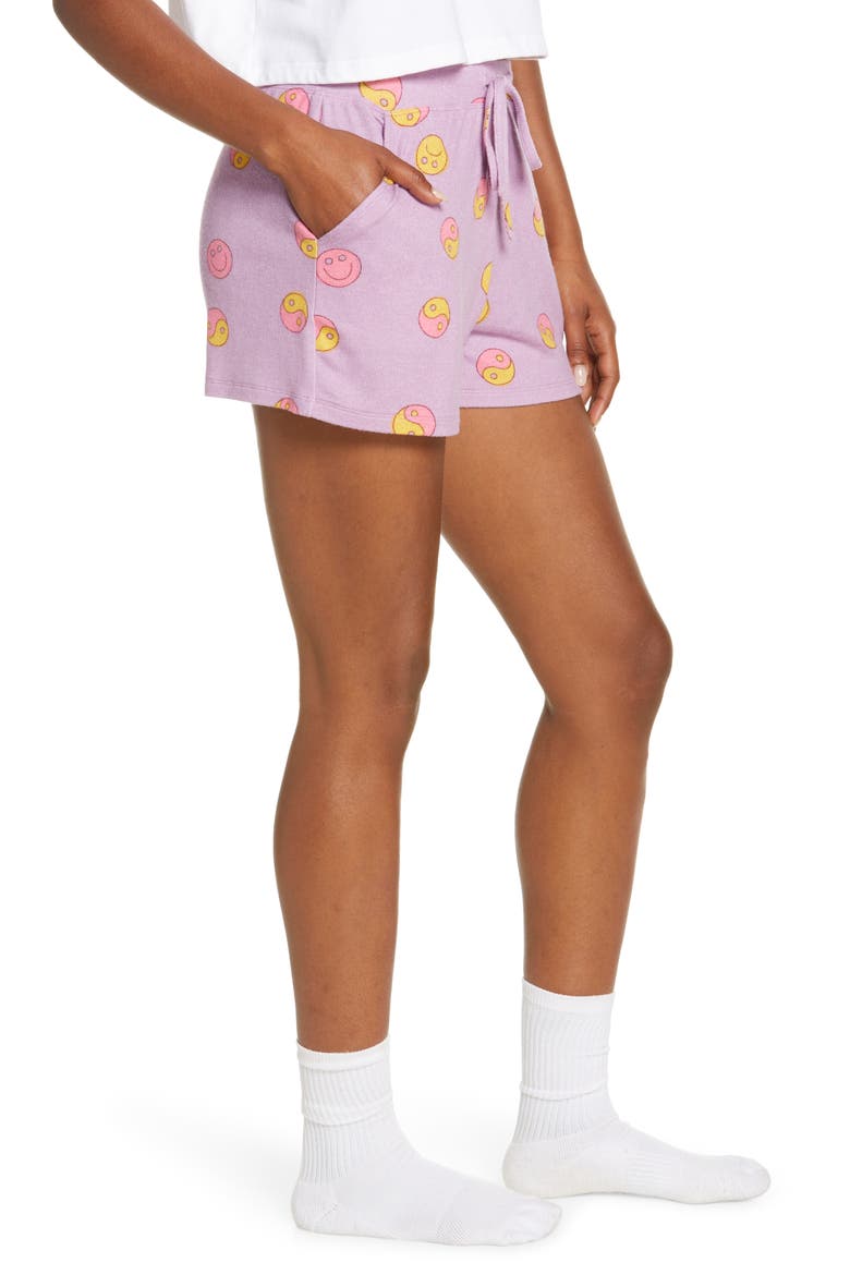 Comfy Shorts, Alternate, color, PURPLE HERB YING YANG SMILE