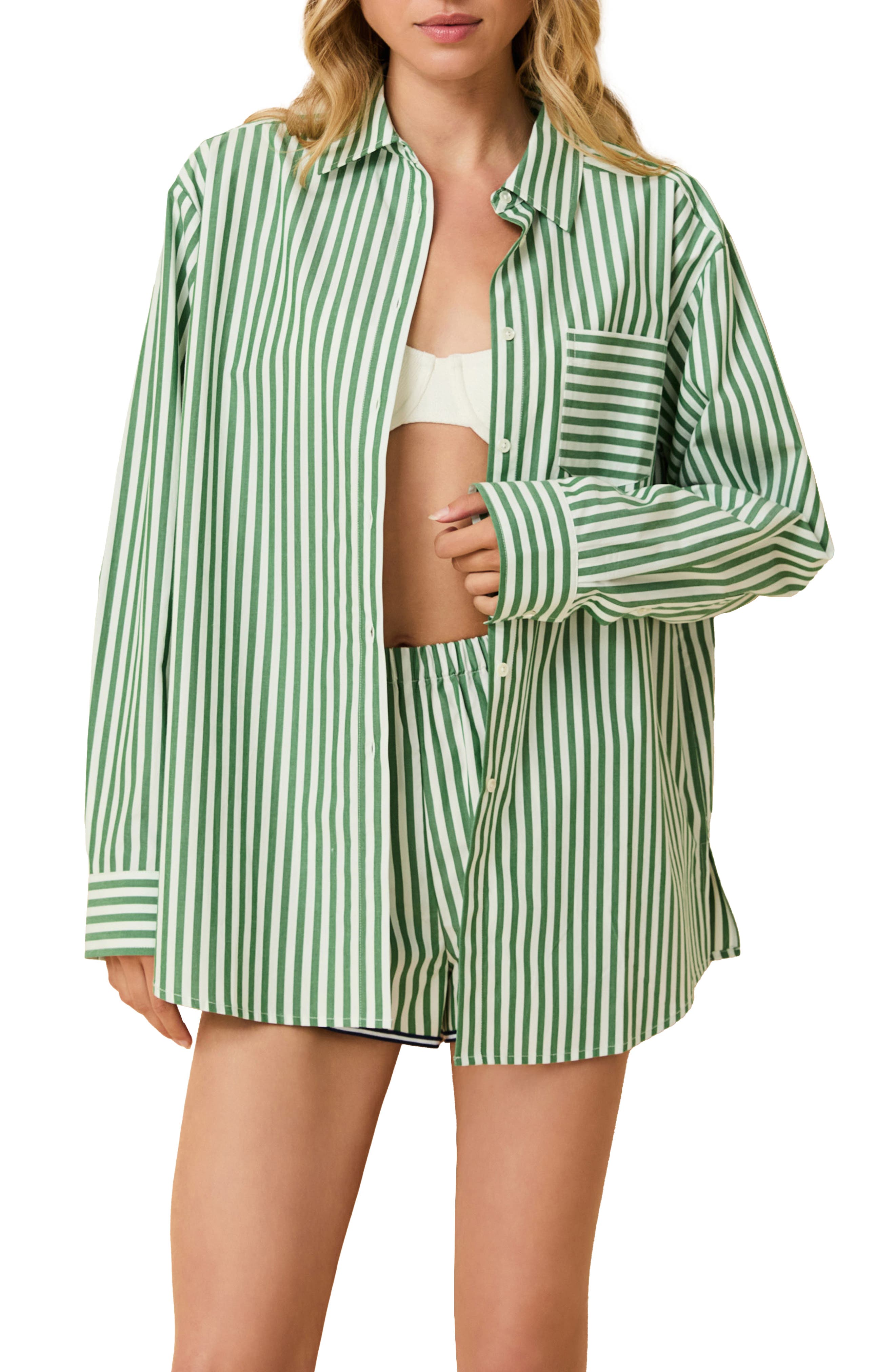 The Avril Stripe Cotton Button-Up Shirt