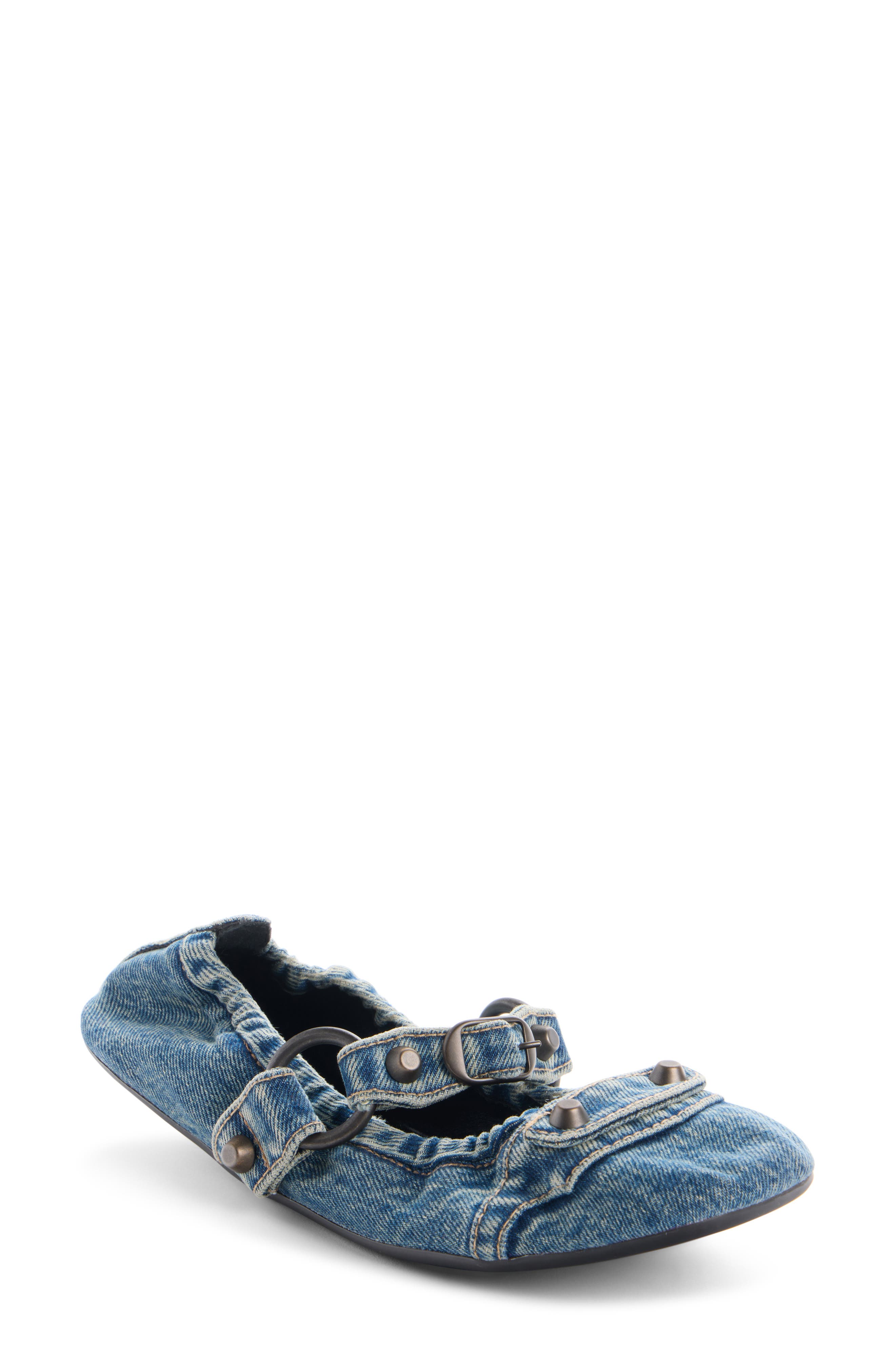 Balenciaga City Denim Mary Jane Flat, Main, color, Blue/ Brass Denim