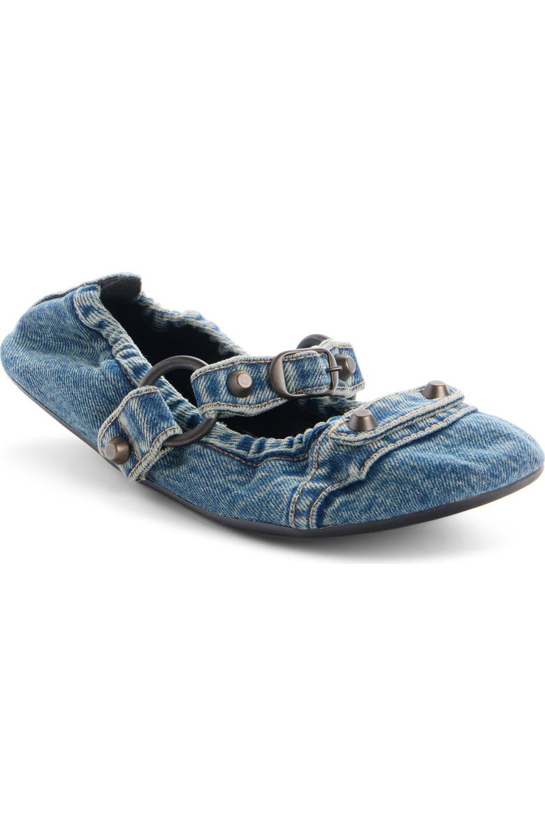 Balenciaga City Denim Mary Jane Flat, Main, color, Blue/ Brass Denim