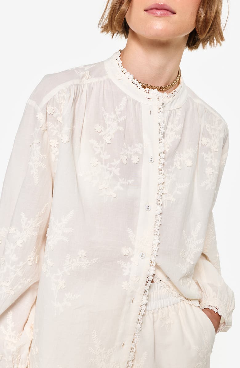 CAMI NYC Palmyra Embroidered Front Button Top, Alternate, color, 