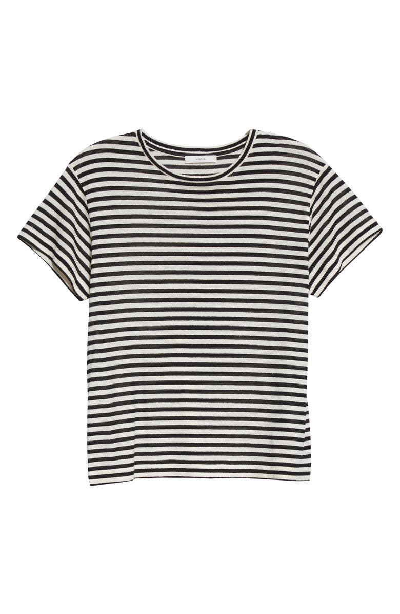 Vince Stripe Silk Blend T-Shirt, Alternate, color, 