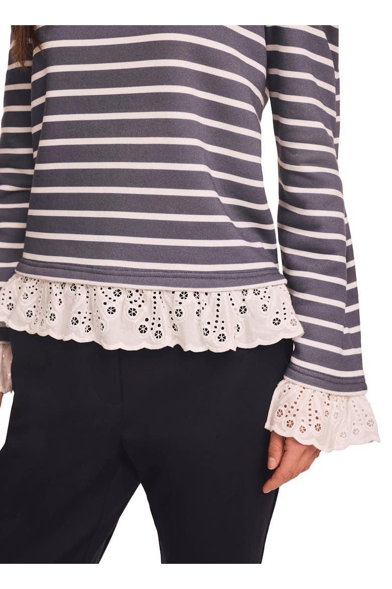 Stripe Woven Mix Sweatshirt, Alternate, color, Blue
