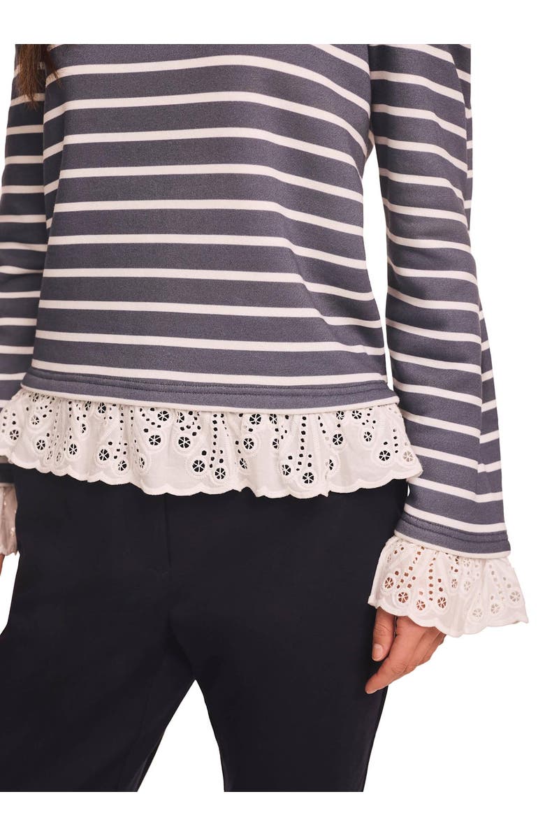 MINT VELVET Stripe Woven Mix Sweatshirt, Alternate, color, Blue