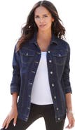 Roaman's Plus Size Boyfriend Stretch Denim Jacket