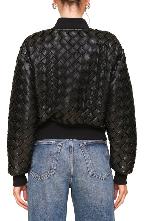 Avec Les Filles Weave Crop Faux Leather Bomber Jacket In Multi