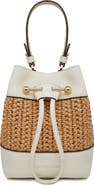 Strathberry Osette Raffia & Leather Bucket Bag