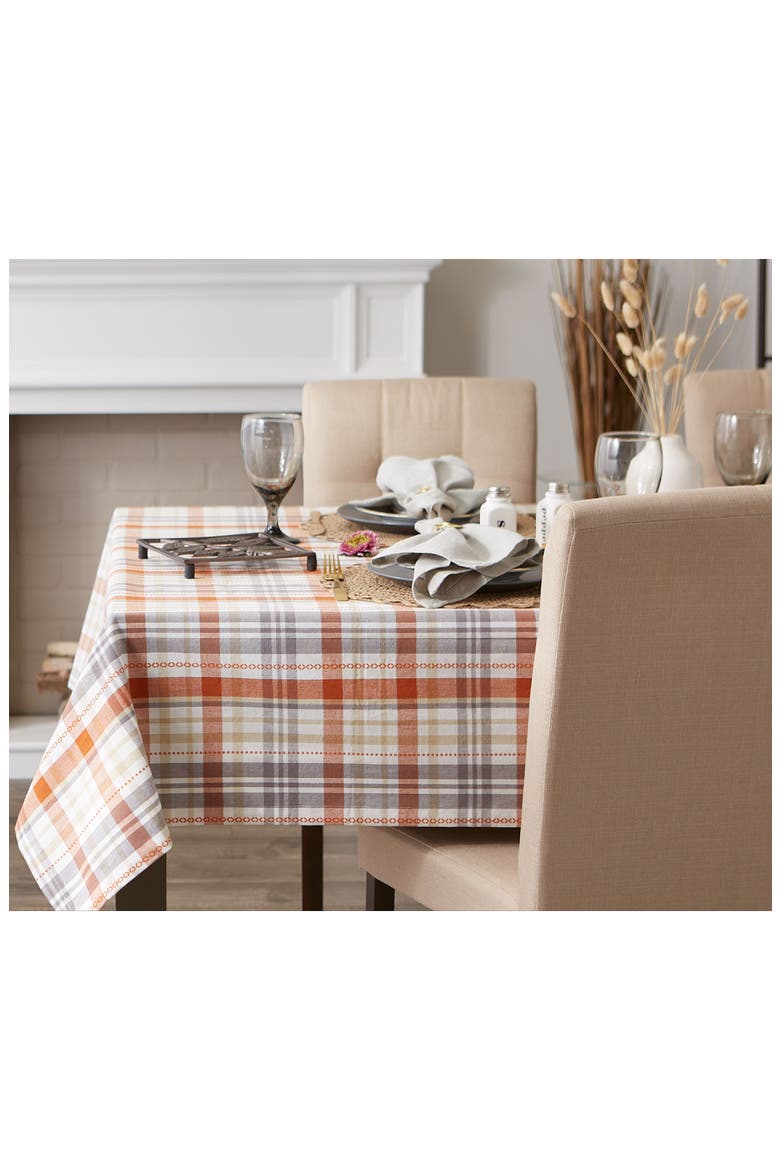 Autumn Afternoon Plaid Cotton Tablecloth, Alternate, color, AUTUMN AFTERNOON PLAID