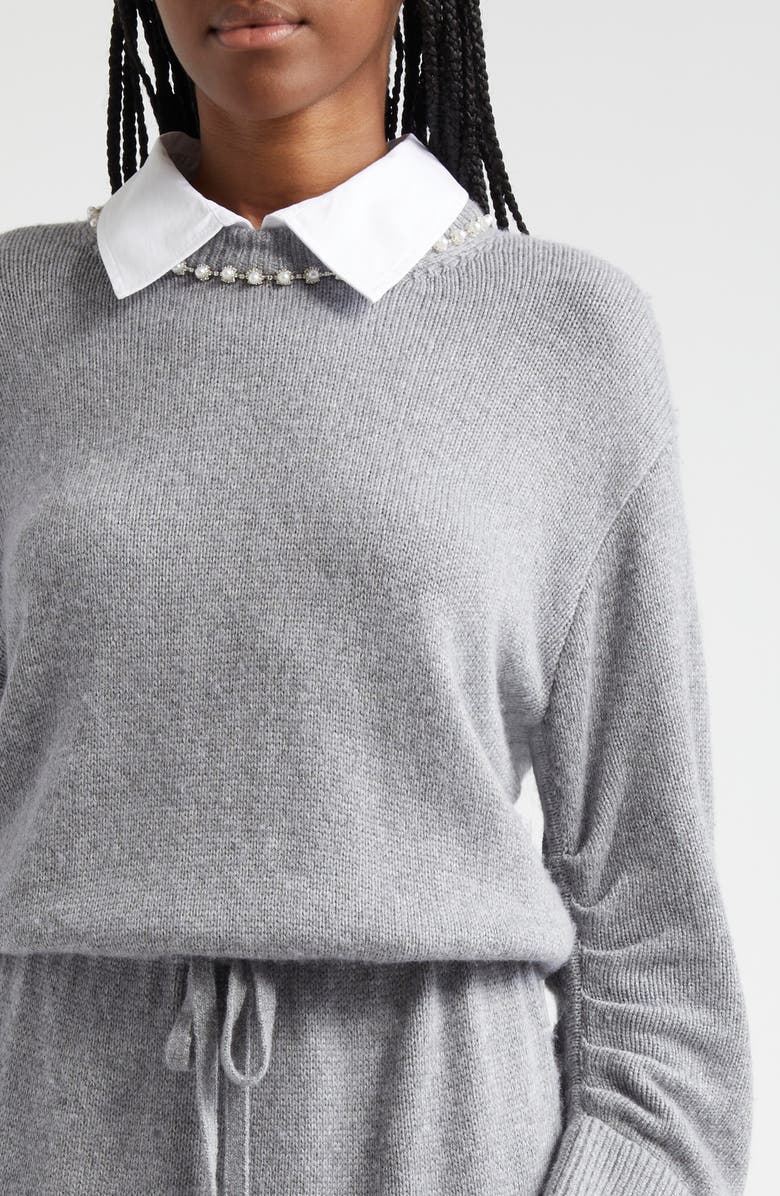 Cinq à Sept Kiana Rhinestone Accent Long Sleeve Sweater Shirtdress, Alternate, color, 