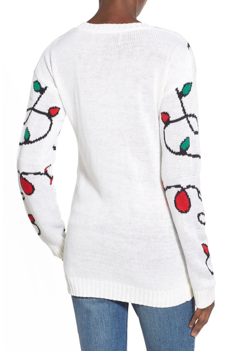 Light-Up Reindeer Jacquard Christmas Sweater, Alternate, color, IVORY