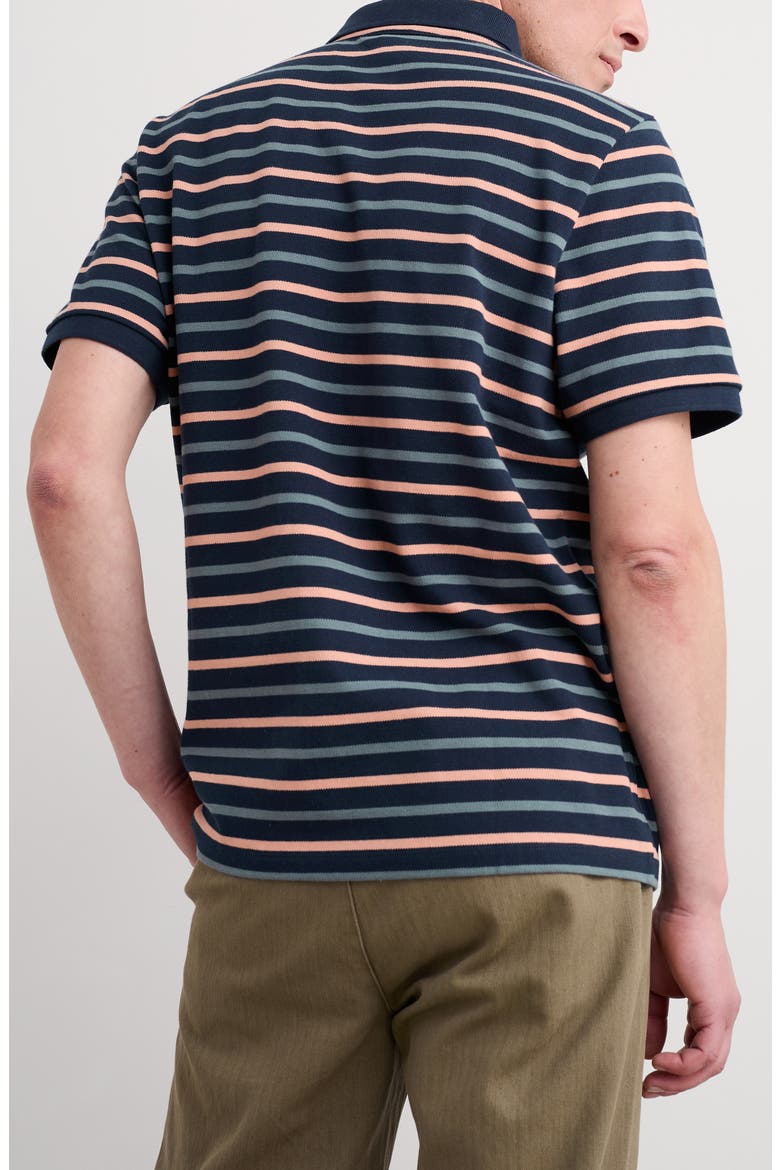 Balefire Stripe Organic Cotton Piqué Polo, Alternate, color, DUET BRETON MARITIME PINK