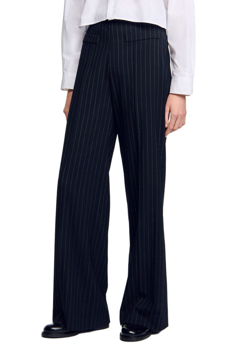 SANDRO Chalk-striped trousers, Main, color,