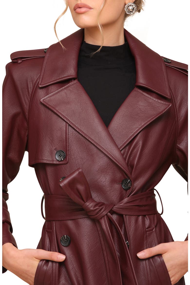Faux-Ever Leather™ Maxi Trench Coat, Alternate, color, MULBERRY