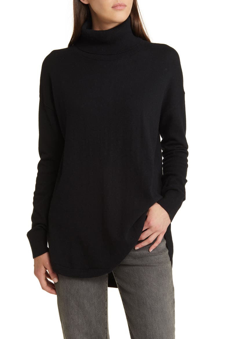 Turtleneck Sweater, Main, color, BLACK