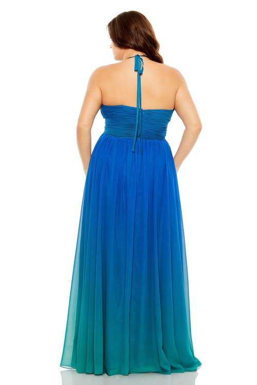 MAC DUGGAL MAC DUGGAL HALTER RUCHED OMBRE GOWN