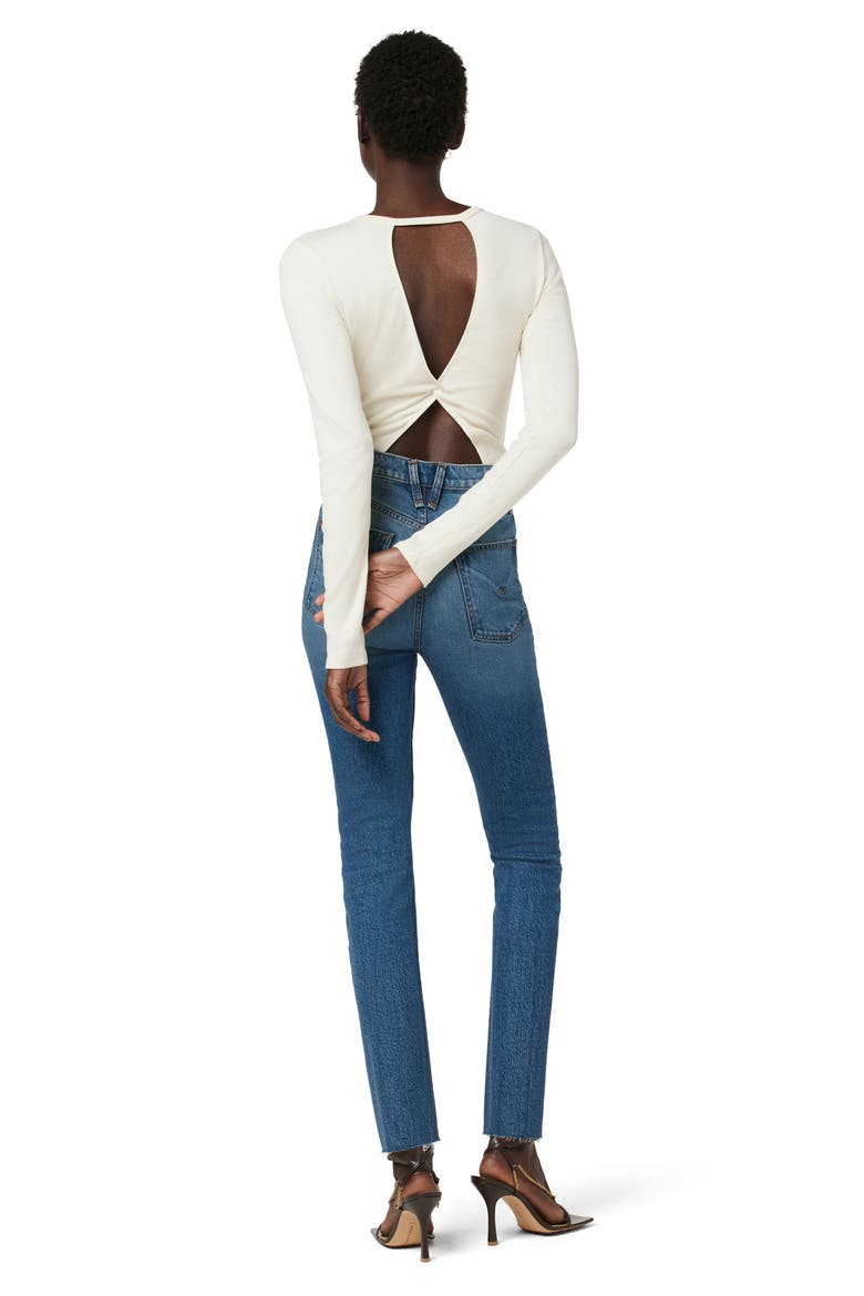 Knot Back Bodysuit, Alternate, color, ECRU