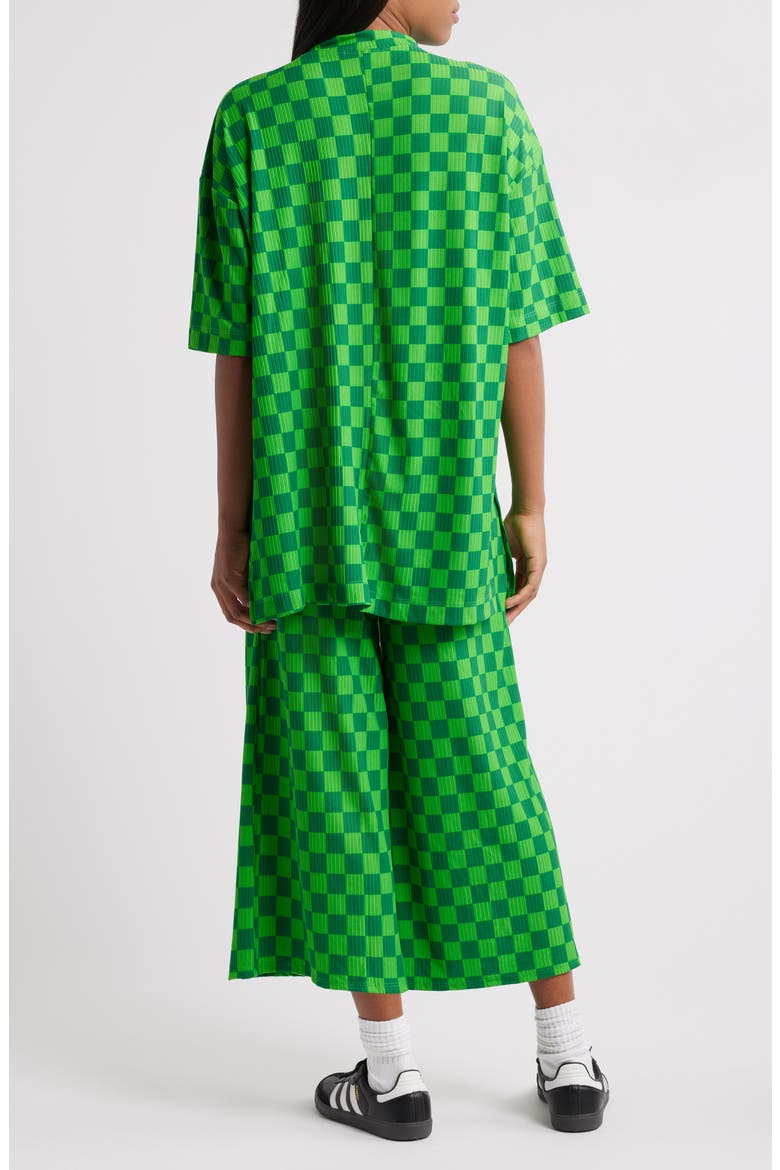 Lex Ribbed Oversize T-Shirt & High Waist Crop Pants Set, Alternate, color, LUCKY GREEN CHECK