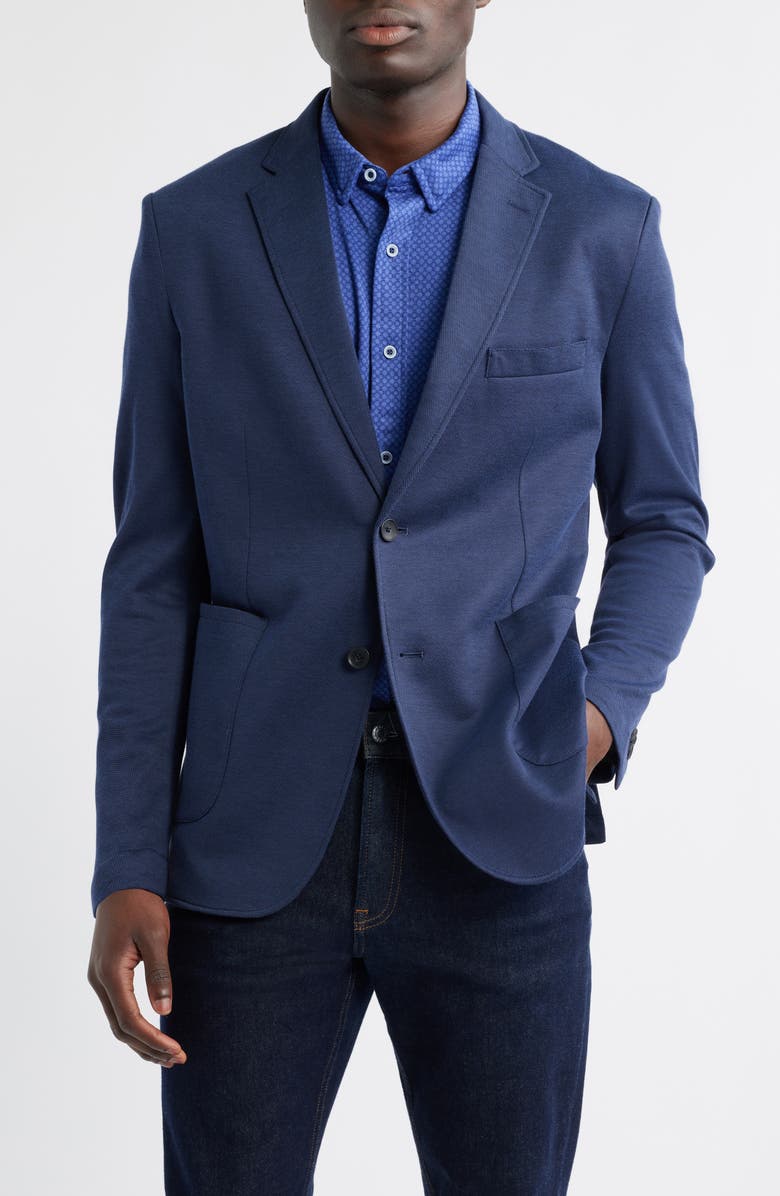 Johnston & Murphy XC Flex<sup>®</sup> Navy Bird's Eye Knit Sport Coat, Alternate, color, Navy