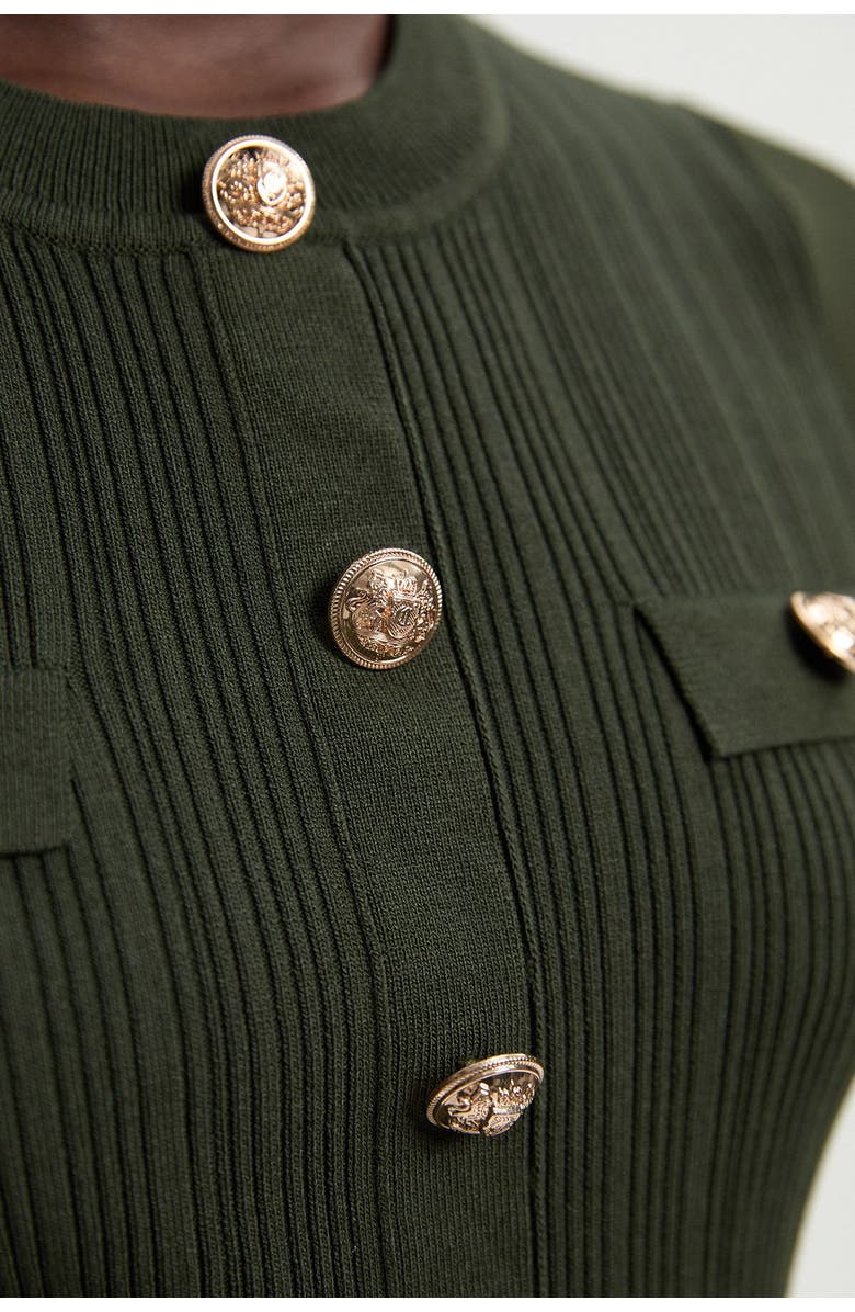 Karen Millen Petite Mini Dress With Chiffon Sleeve, Alternate, color, Olive