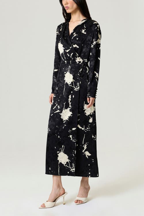 Nocturne Printed Wrap Maxi Dress In Black