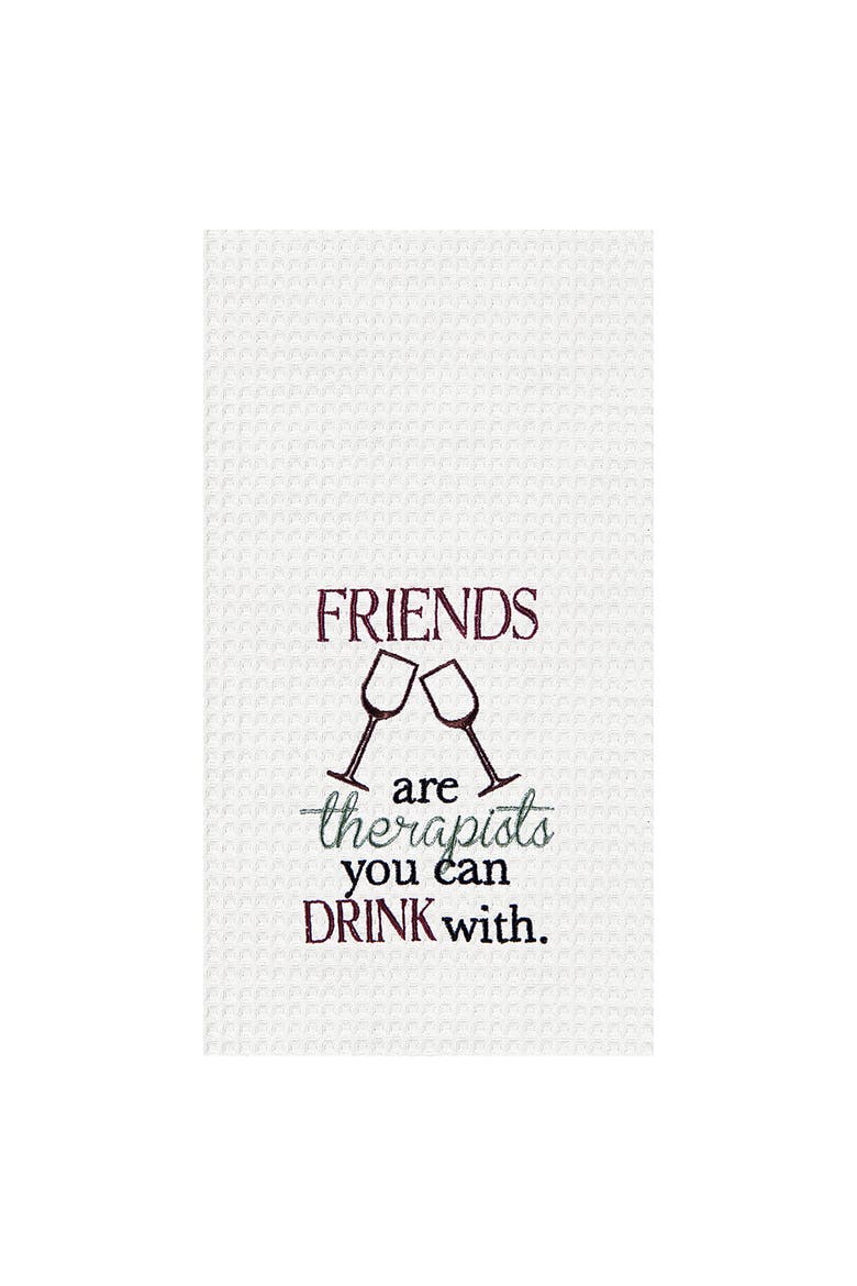 Friends Waffle Weave Cotton Kitchen Towel, Main, color, White