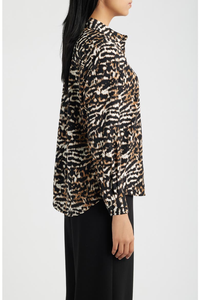 Print Button Front Shirt, Alternate, color, ANNE BLACK MULTI