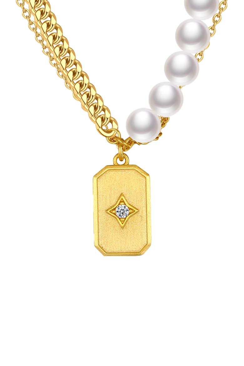 Star Shields Necklace, Alternate, color, Gold & White