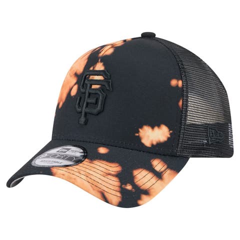 Men's New Era  Black San Francisco Giants Bleached A-Frame 9FORTY Adjustable Hat