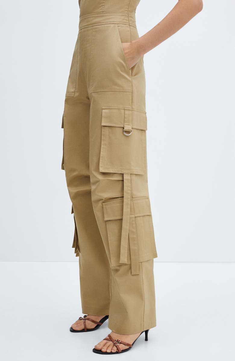 MANGO Strapless Cargo Jumpsuit, Alternate, color,