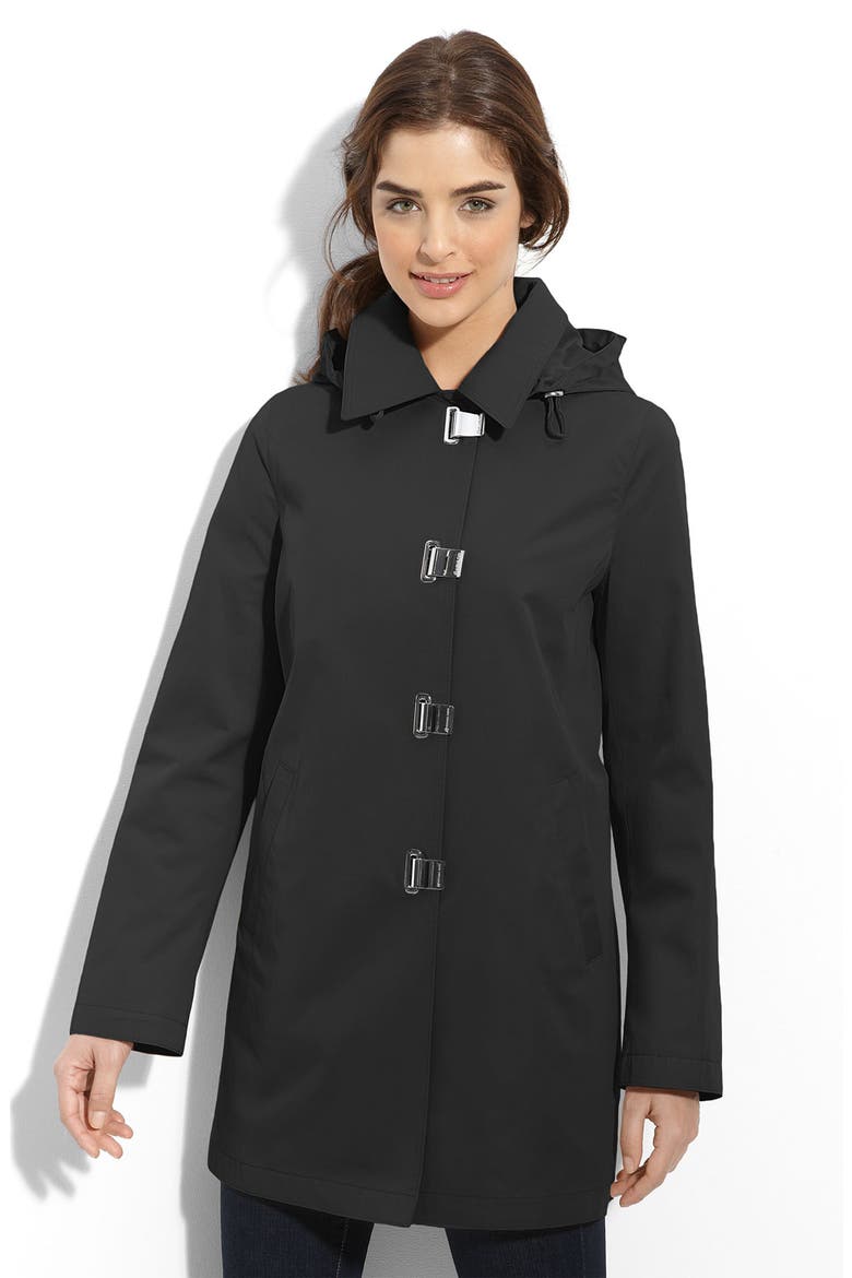 Inverted Pleat A-Line Coat, Main, color, BLACK