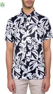 CONSTRUCT Regular Fit Exploded Floral Print Recycled Performance Golf Button-Down Shirt