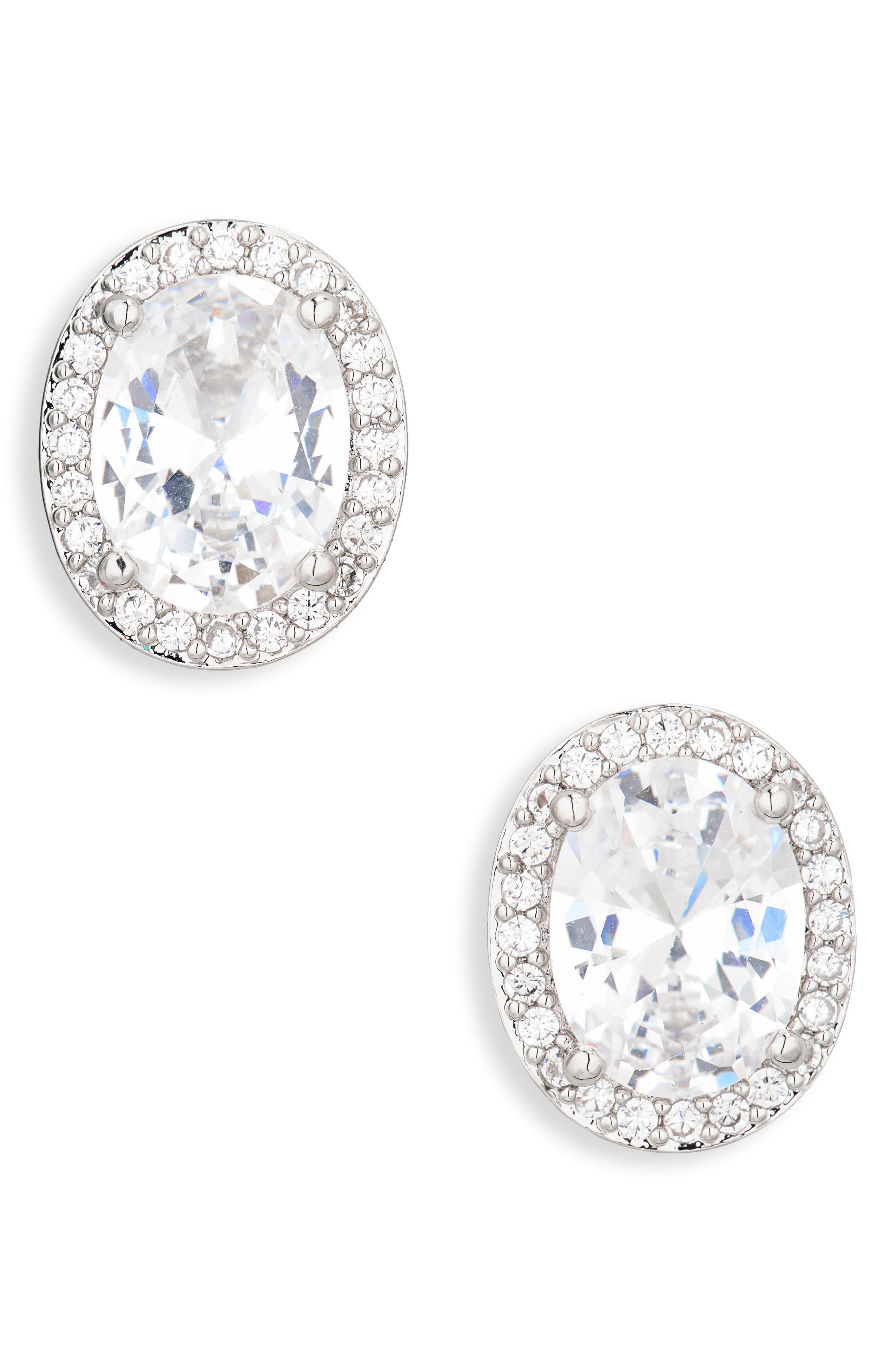 Nadri Halo Oval Stud Earrings