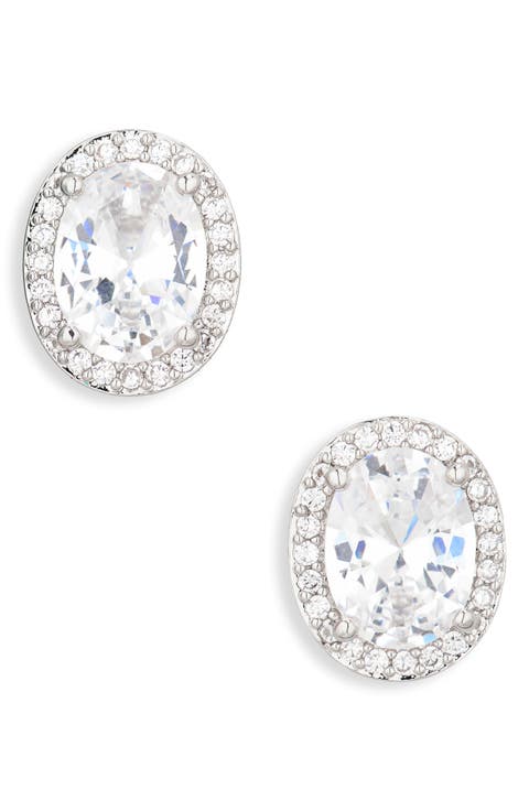 Halo Oval Stud Earrings
