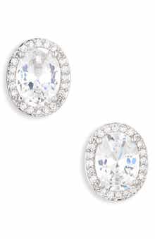Nadri Halo Oval Stud Earrings
