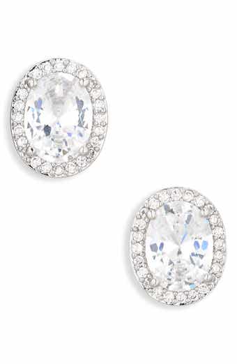 Nadri Halo Oval Stud Earrings